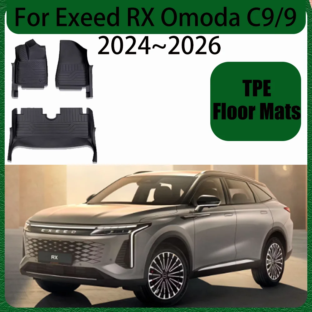 Para Exeed RX Omoda C9/9 2024 ~ 2026 2025 LHD alfombrillas TPE para coche alfombras resistentes a los arañazos accesorios interiores