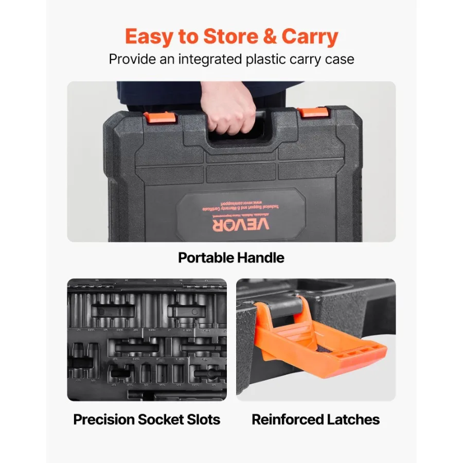 مجموعة مقابس تأثير المحرك 1 2 65 قطعة SAE 3 8 إلى 11 4 ومترية 1024 مم