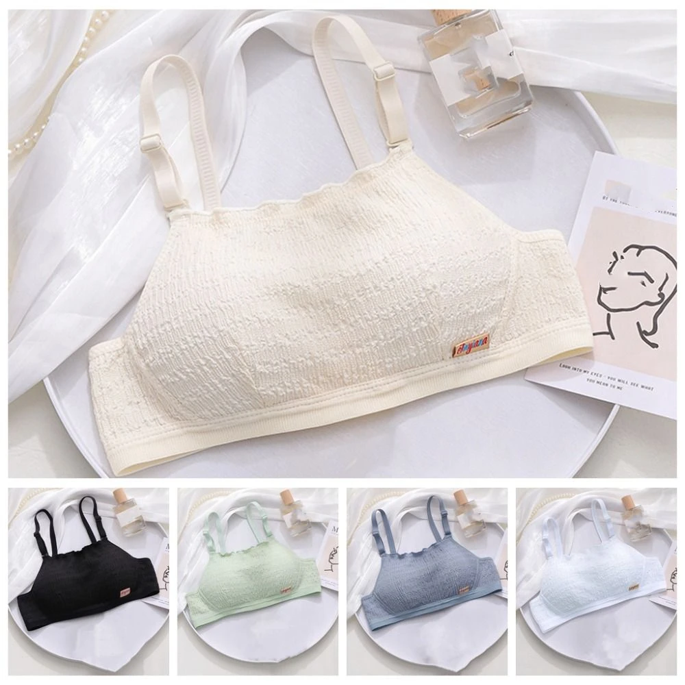 Moda plissado sutiã sem fio feminino colete topos fivela push up sutiã roupa interior bralettes sólidos com almofada menina