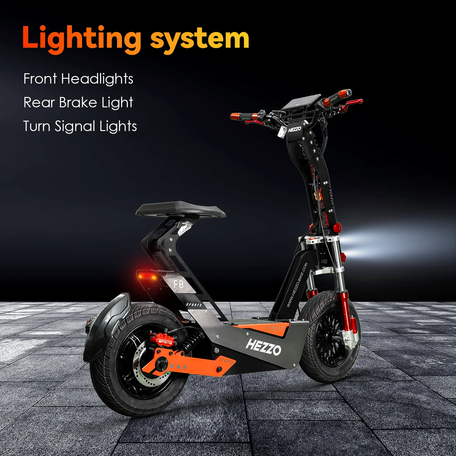 Scooter elettrico HEZZO F8 da 16 pollici pieghevole 72v 8000W 62,5MPH 50Ah moto Escooter fuoristrada a lungo raggio con sedile magazzino statunitense