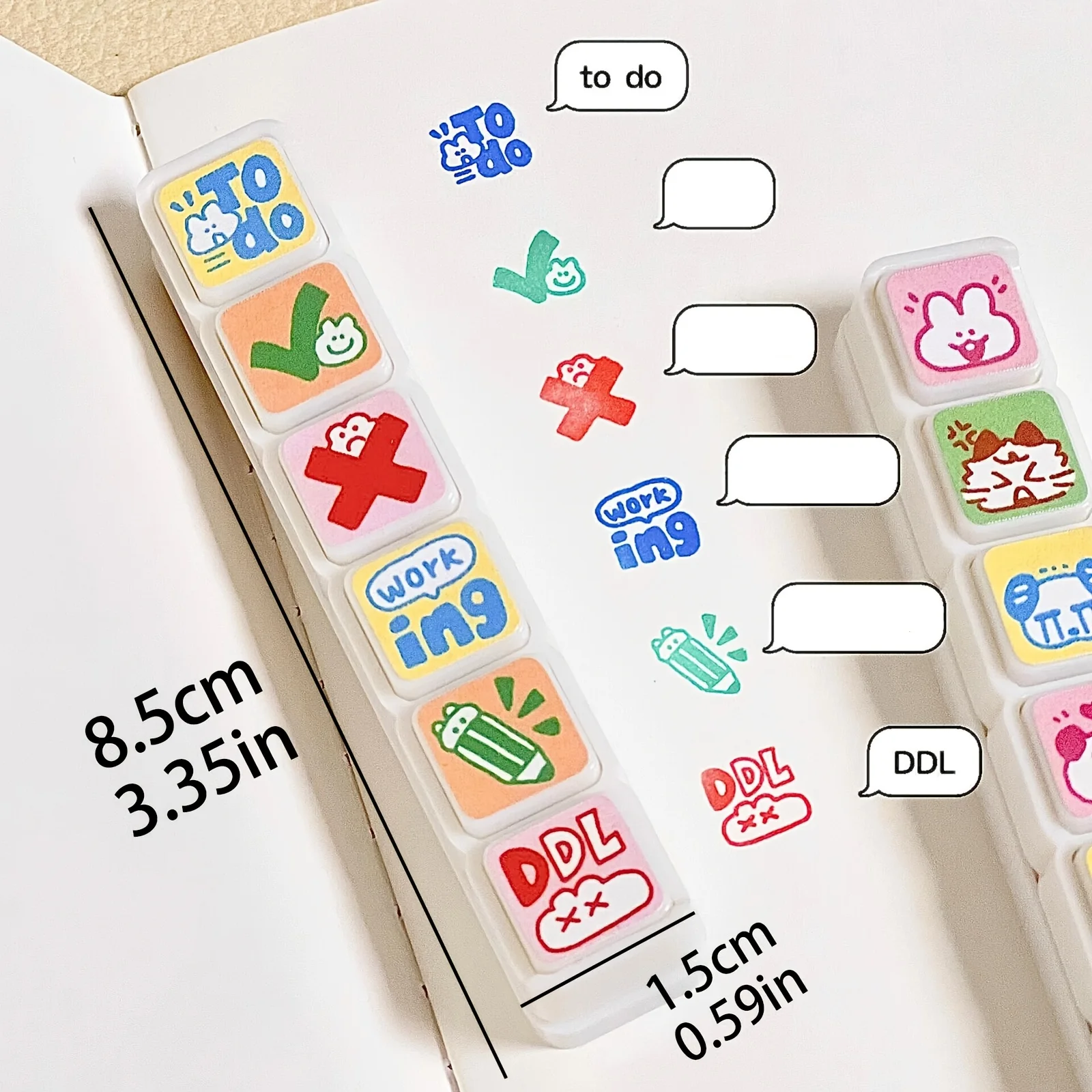 1Set of (6) Cute Mini Animal Expression Plan Button Six-Linked Stamps Ins High-Value Hand Account Material Decoration Punch Card