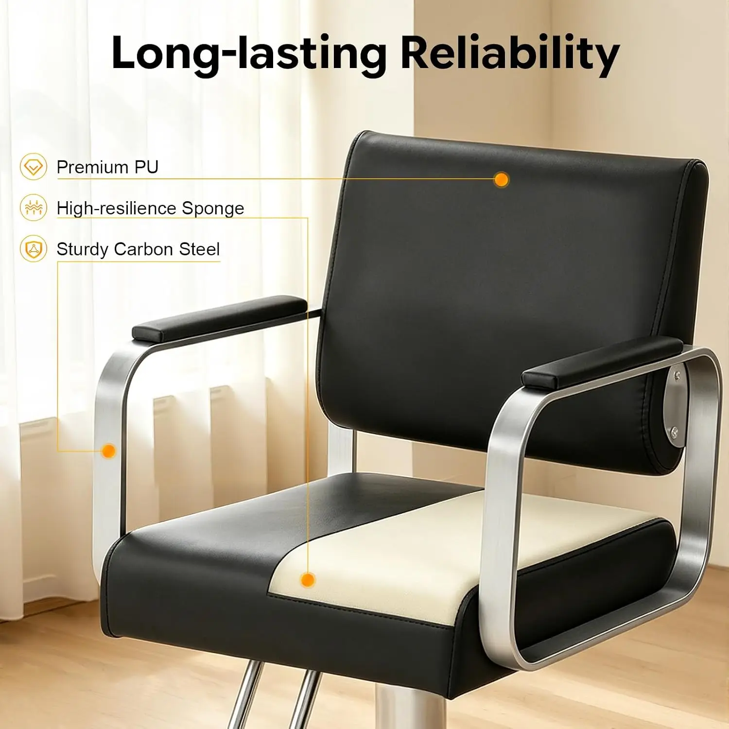 NEW Salon Barber Chair, Hydraulic Pump Hair Chair, 360 Degree Rotating Barber Chair, Max Load Weight 440Lbs, Adjustable Styling Equipment for Home Barbershop (Black and Silver)