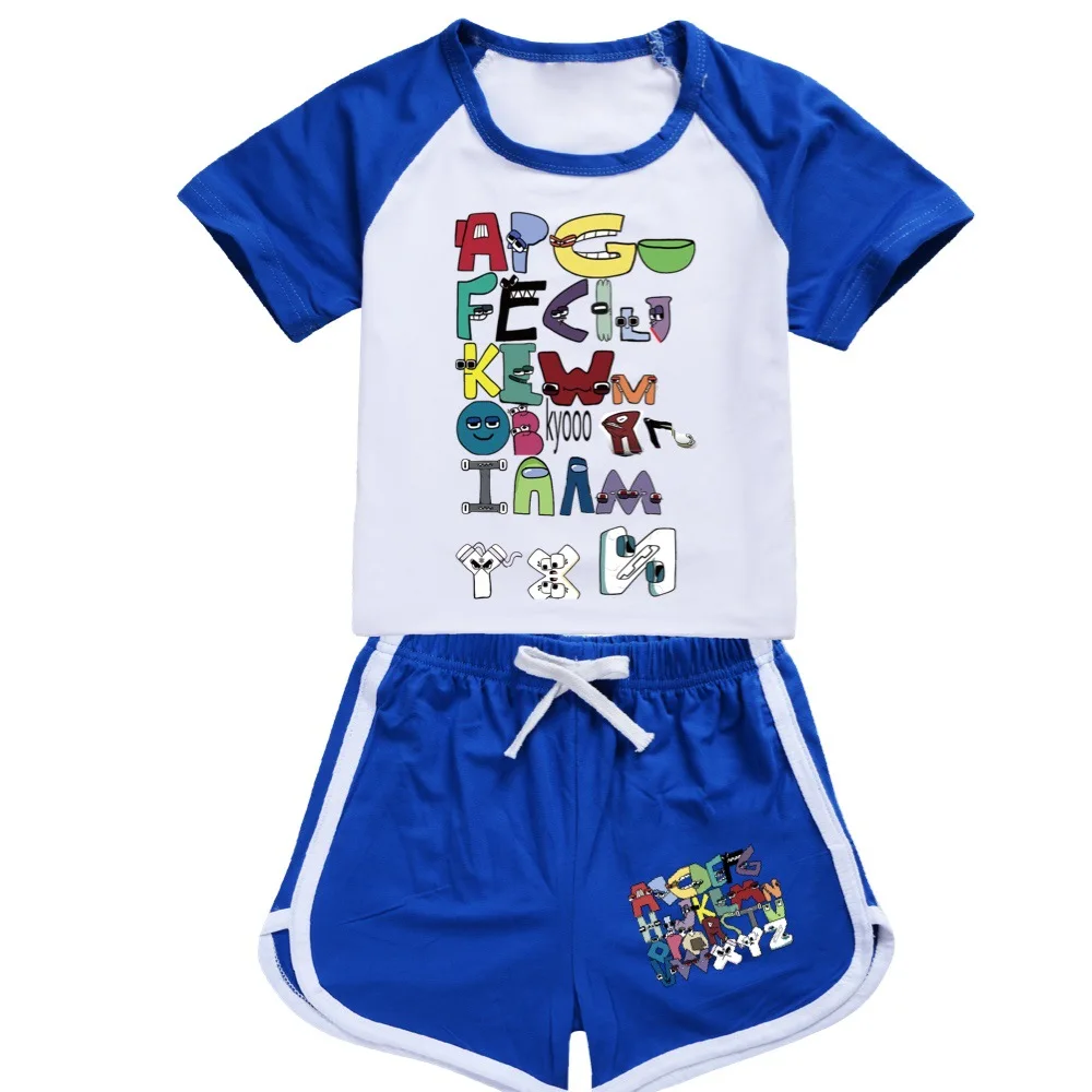 Alphabet Lore Summer Kids Clothing Set Girls Boys Cotton Sports T-shirt+Pants 2piece set Baby Clothing Toddler Tracksuit Pyjamas