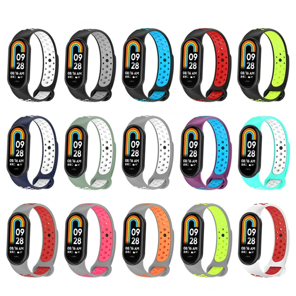 Silicone strap For Xiaomi Mi band 10 9 Porous and breathable sports bracelet replacement wristband Mi band 9 8 watchband Correa