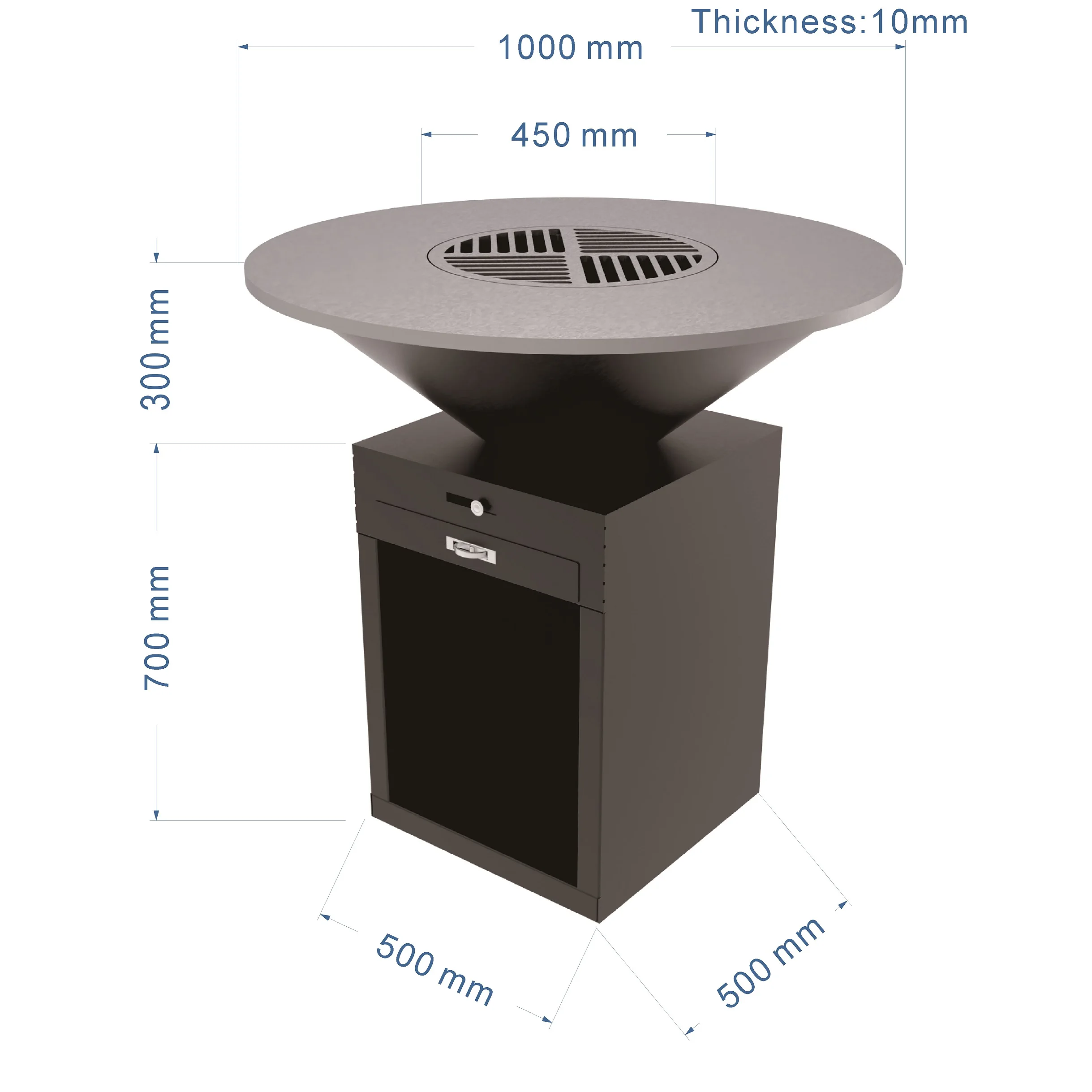 Rust Corten Steel BBQ Charcoal Grill for Outdoor Cooking