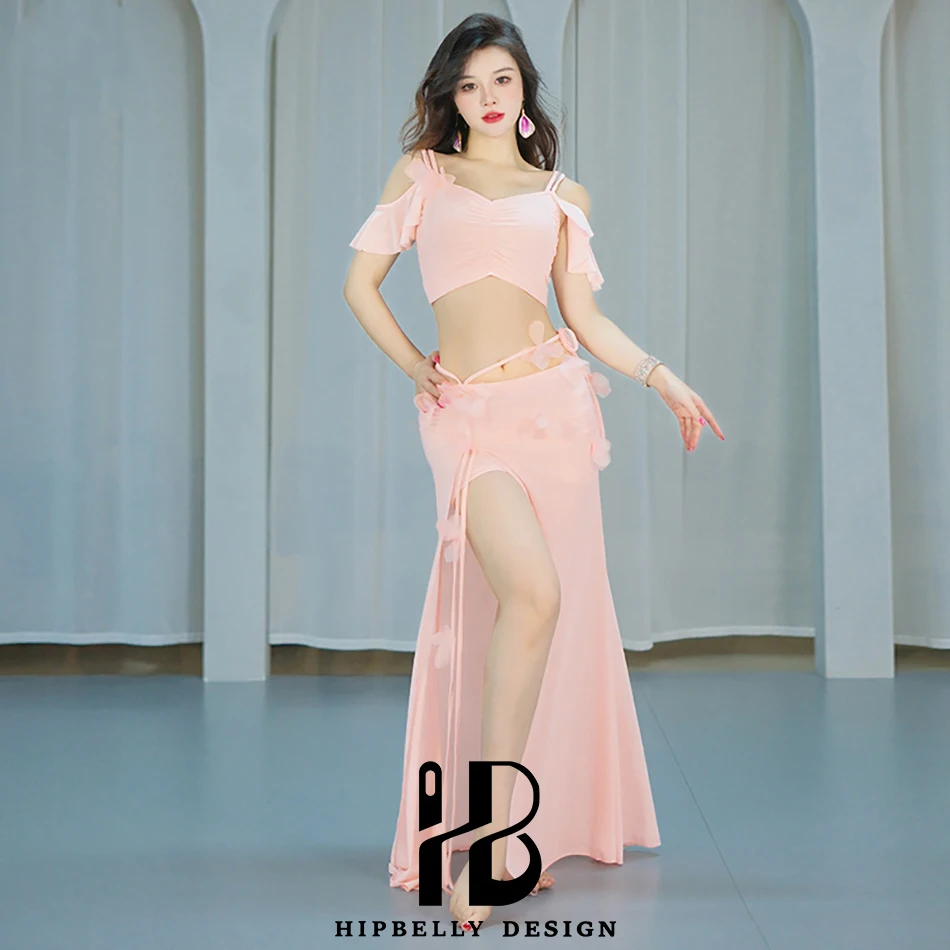 Abito da performance di danza del ventre per donna Top + gonna Set da 2 pezzi Costume da performance con paillettes sexy Abbigliamento da ballo Completo da ballo