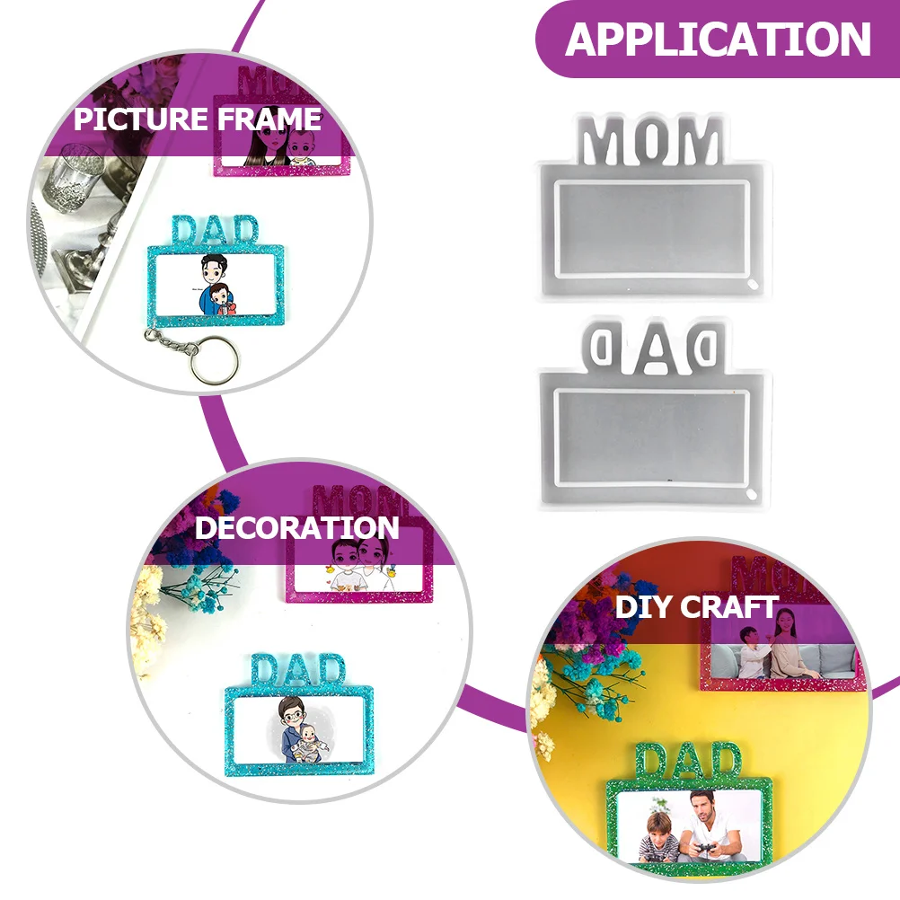 2 قطعة قوالب سلسلة المفاتيح الايبوكسي قالب راتنج السيليكون DIY بها بنفسك قلادة الحرفية صنع المجوهرات هدية للأم أبي مهرجان الديكور قوي #2