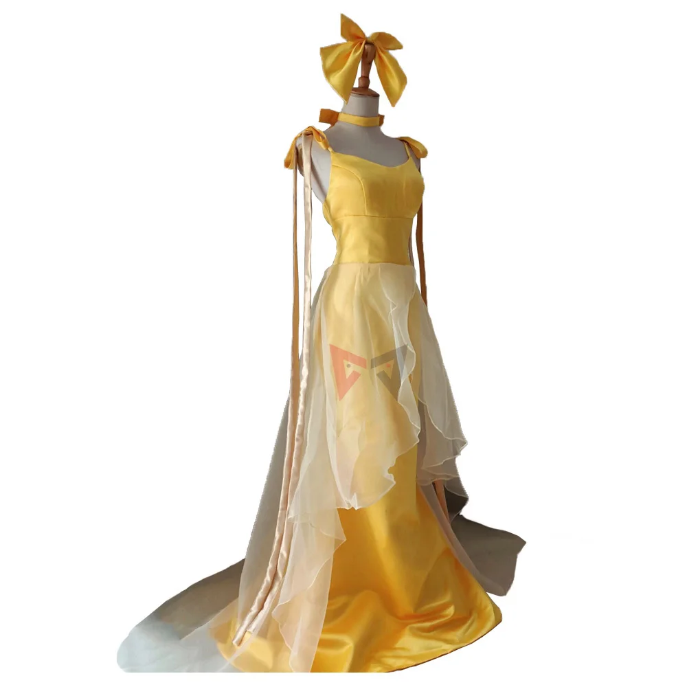 

Princess Dress Minako Aino Cosplay Costume Sailor Venus Golden Yellow Dress Hairpin Custom Made For Game Party