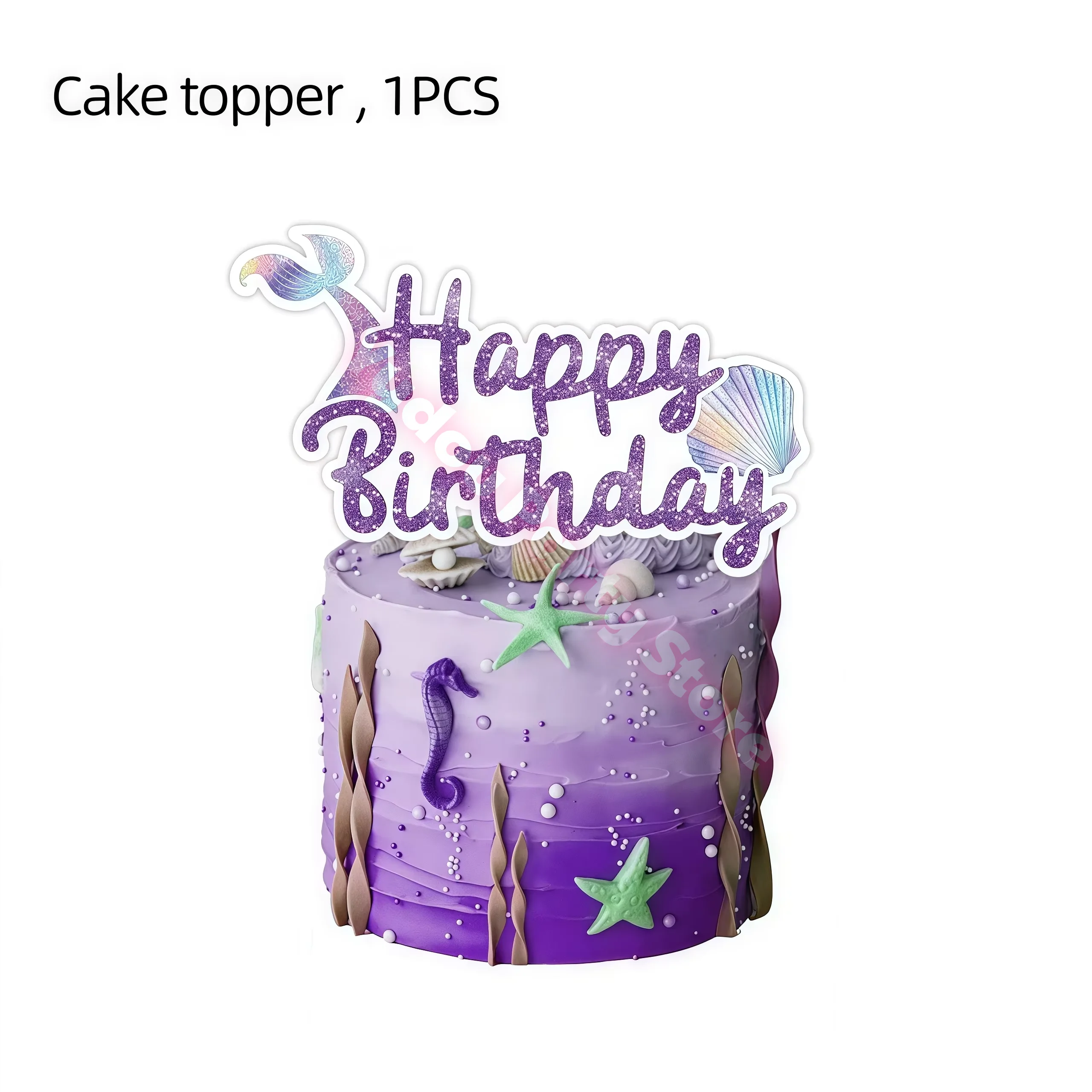 Meerjungfrau-Geburtstagsparty-Dekorationen: Farbverlauf-Muschelteller, Becher, Servietten, Ballons, Banner, Partydeko für Mädchen, Babyparty-Zubehör – Detail 7