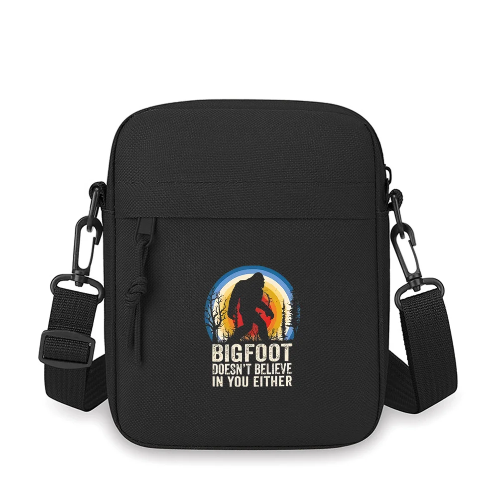 

Bigfoot silhouette sunset forest nature Men Crossbody Bag Single Shoulder Women Cartoon Anime Film Printing Design Unisex