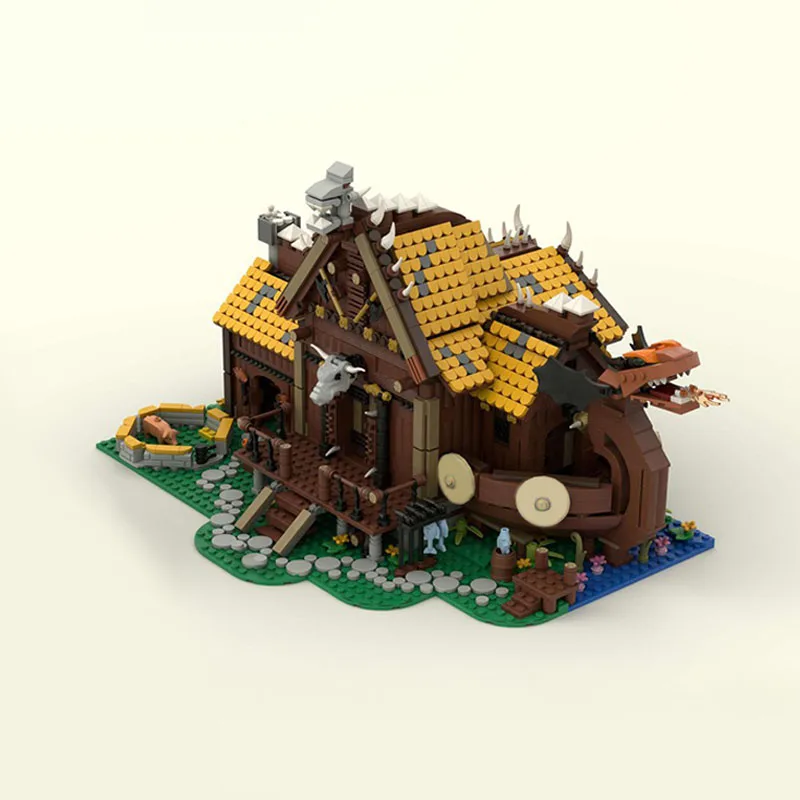 2796pcs Moc Het Vikinghuis diy Display Kit - Legendarische Noorse Chieftain Hall Onderwijs Model Bouwstenen Verjaardag Speelgoed Cadeau