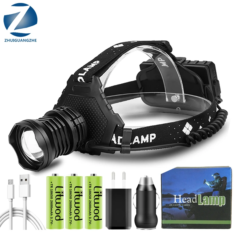 The Most Powerful XHP160 Led Headlamp New Arrive Headlight Zoomable Head Lamp Power bank 7800mAh 18650 Battery For hunting lamp