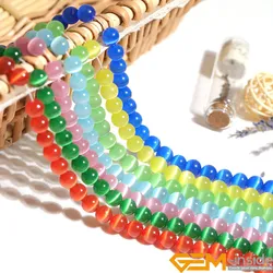 4/6/8/10/12mm AAA+ Quality Assorted Color Cat Eye String Loose Spacer Opal DIY Charm Beads For Jewelry Making Bracelet Necklace