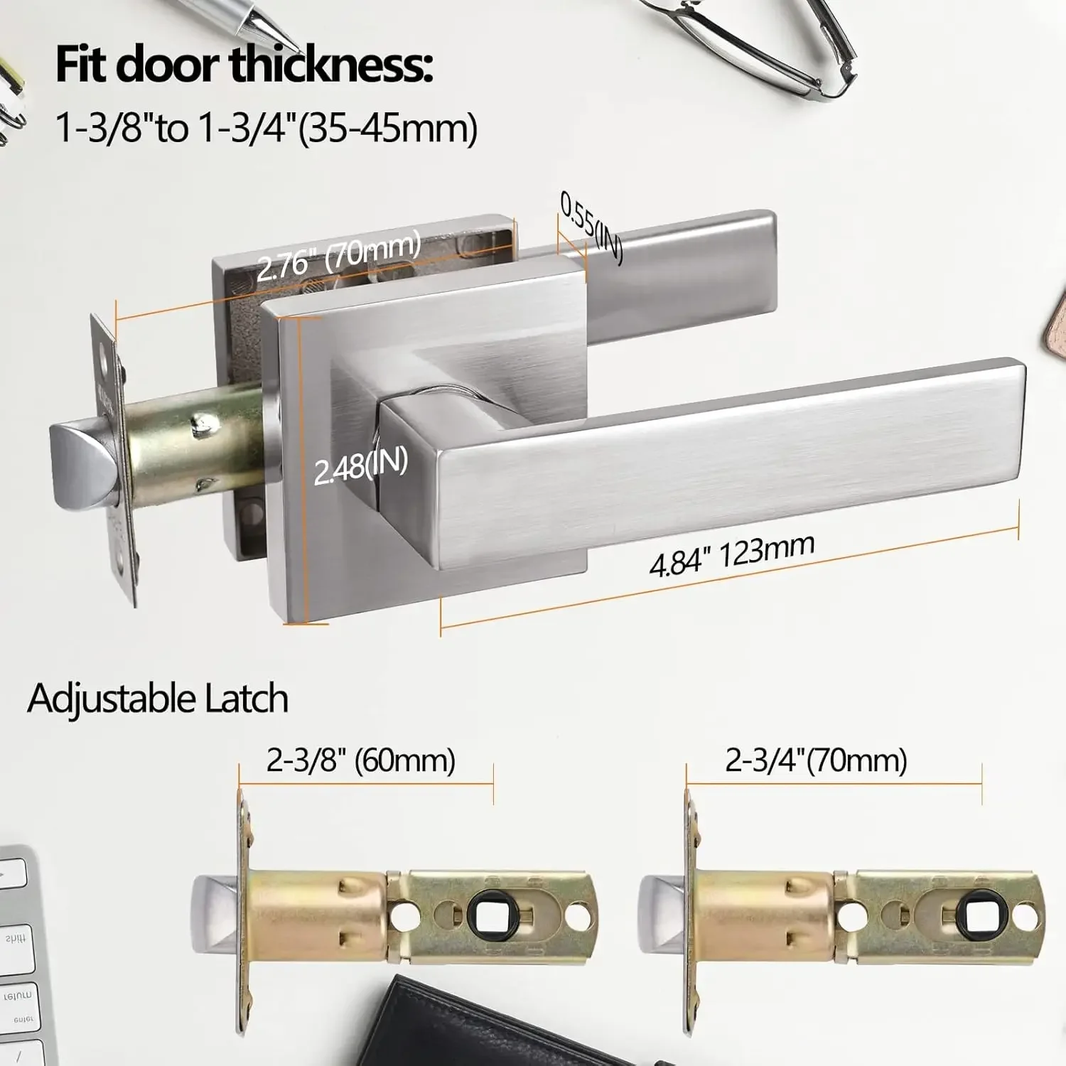 

[Discounted Price, Hot Sale!]Hall/Closet Lever Handle Lock Satin Nickel Finish-Heavy Duty Door Lock Handle in Silver for Passage