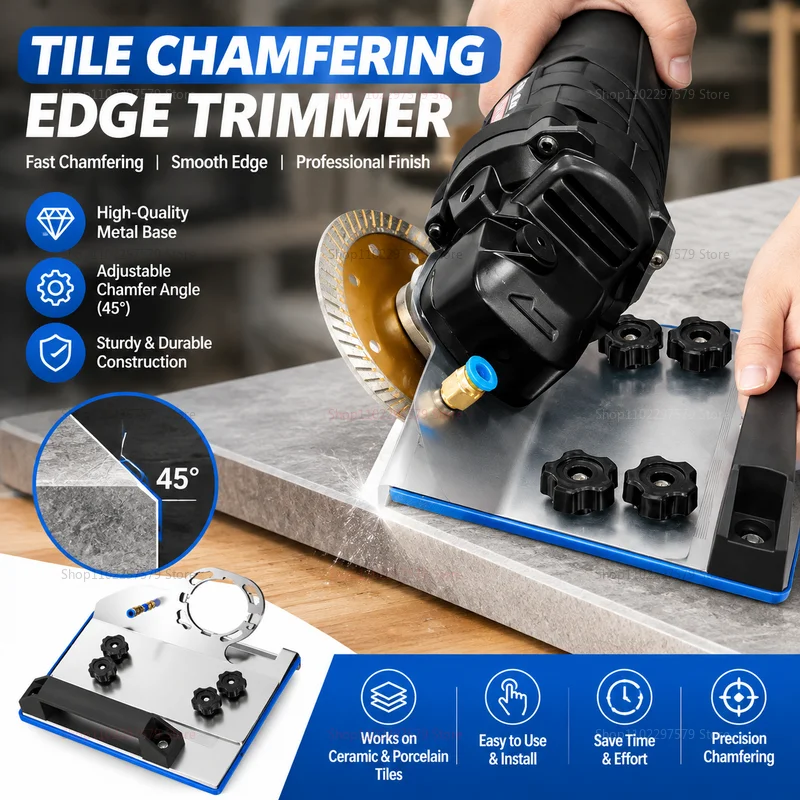 Stainless Steel 45 Degree Chamfer Tool for Angle Grinders Durable Ceramic Tile Edge Smoother Fits Most 100 Type Machines for