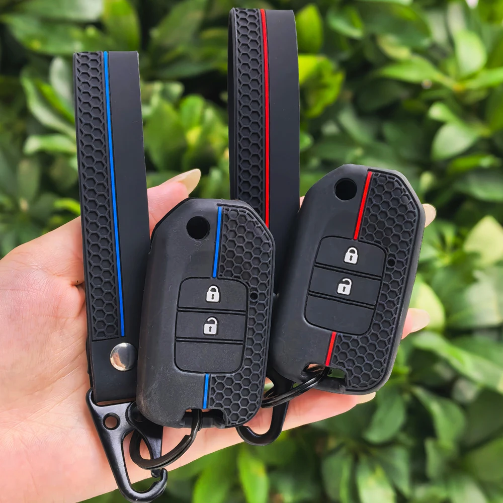 Silicone Car Flip Folding Remote Key Shell 2 Button Fob For Honda Fit Marina Wisdom XRV CITY Odyssey Car Key Cover