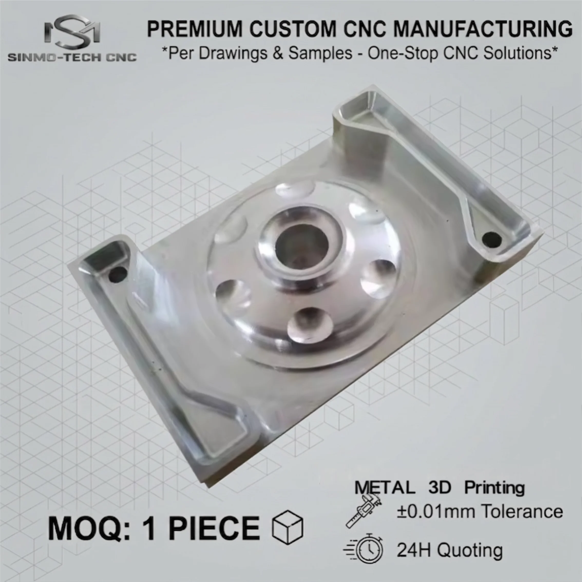 Custom Metal 3D Printing Service, Industrial SLM DMLS Precision Titanium Aluminum Stainless Steel Components, MOQ 1pc