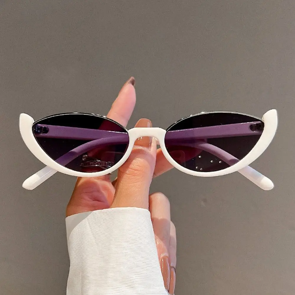 New Retro Small Cat Eye Sunglasses Trendy Half-frame Sun Glasses Women Men Luxury Cycling Eyewear Fashion Vintage Shades