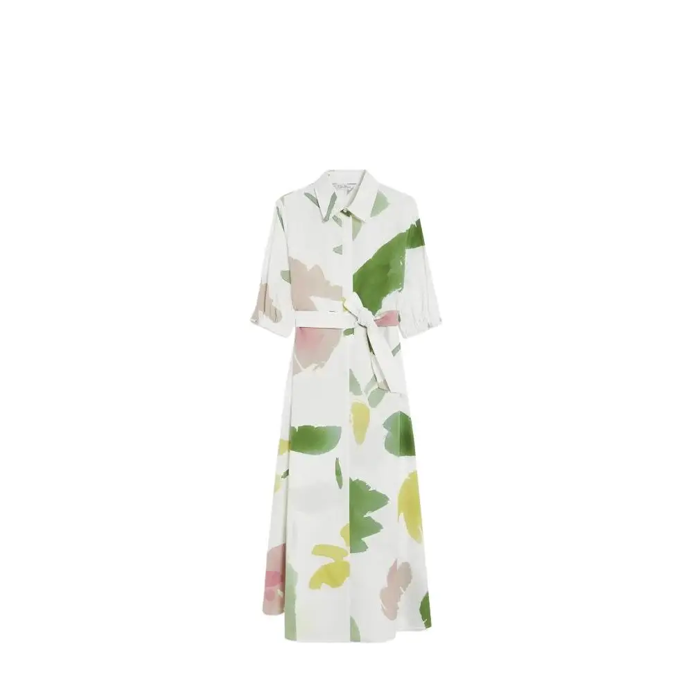 

Women's Fashion Beautiful Dress 2025 Spring Summer New Design Floral Printed Cotton Poplin Waist Up Elegant Dresses A-line Brand
