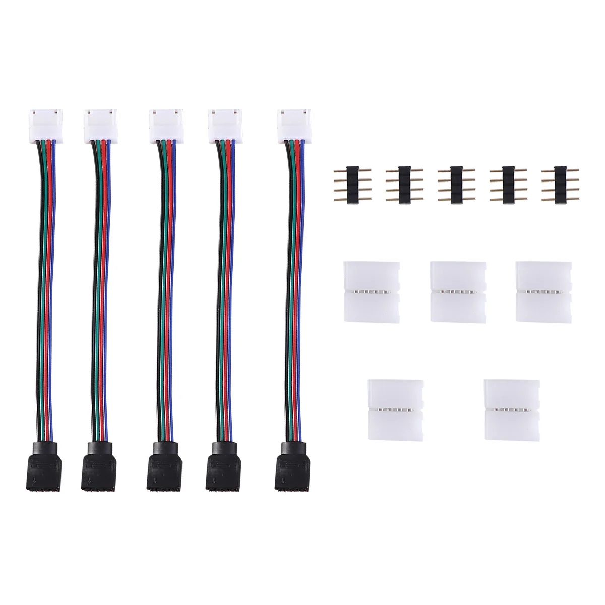 

1 Set RGB LED Light Strip Connector 4 Pin LED Strip Jumper 10mm Strip to Power Adaptor Strip to Controller Solderless