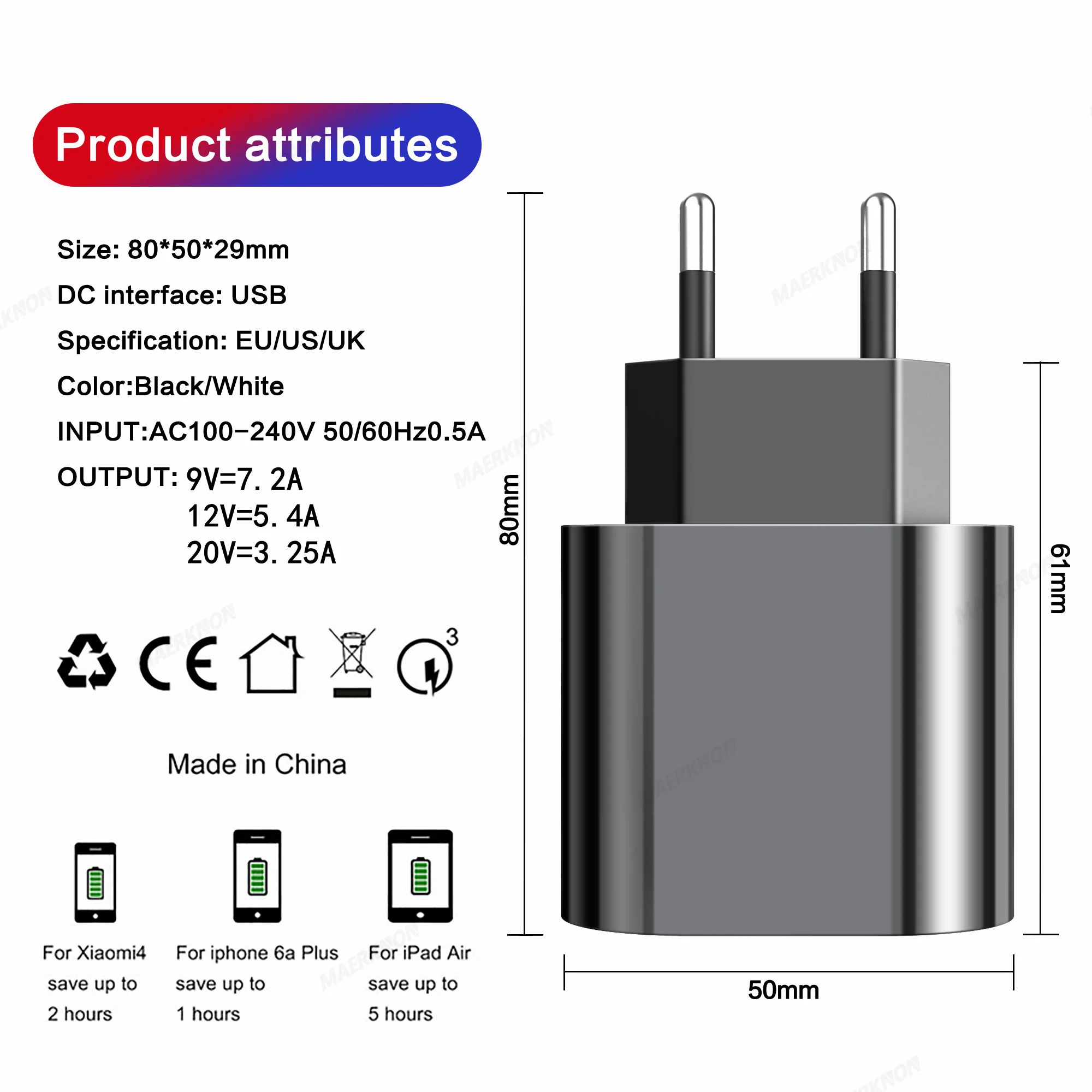 GaN Fast Charging 65W USB Type C Charger EU KR PD 3.0 Quick Charge Wall For Phone Adapter For iPhone 15 16 Xiaomi Huawei Samsung image 6