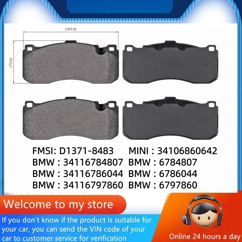 

For BMW 135i (E88) (2008-2013) 135i (E82) (2011-2012) MINI JCW Cooper S (R56 LCI) (2012-2014) Front Brake Pads/Car Parts -60047