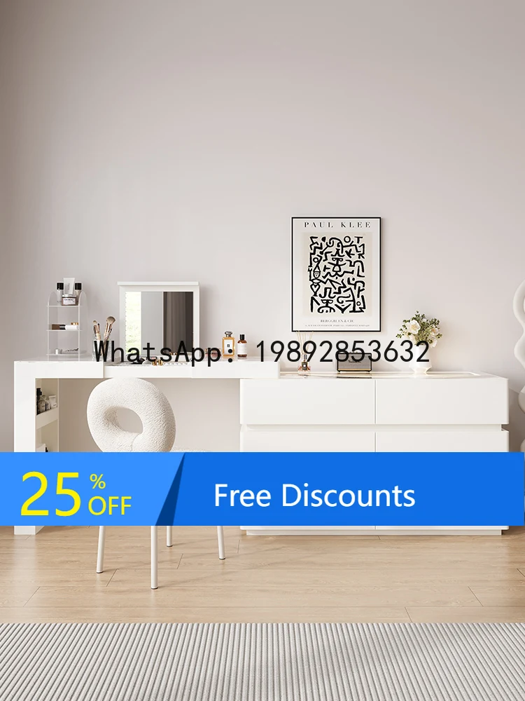 YFY Cream Style  Table and  of Drawers Integrated Small   Makeup Table Extendable Corner Bedside Storage Cabinet Makeup Desk