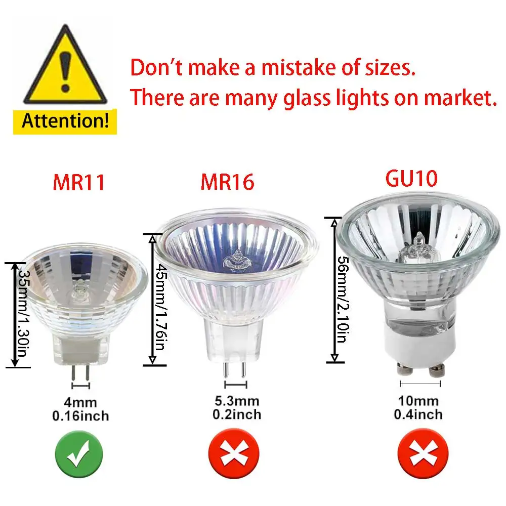 12er-Pack GU4 GZ4 Bi-Pin Halogenlampe MR11 6V 12V 5W 10W 15W 35W für Landschafts-, Akzent- und Schienenbeleuchtung sowie Glasfaserleuchten – Detail 2