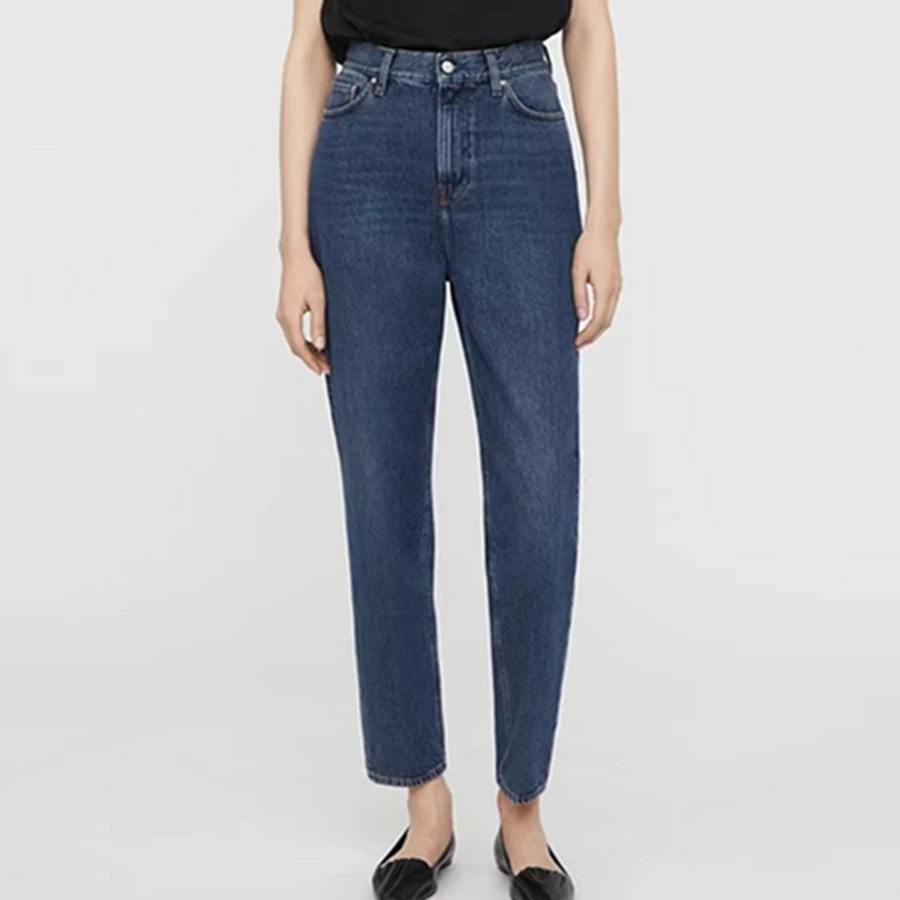 

Maxdutti Nordic Minimalist Deep Blue High Waisted Tapered Small Leg Pants Jeans Women's Jeans Woman Clothes Women's Denim Pants