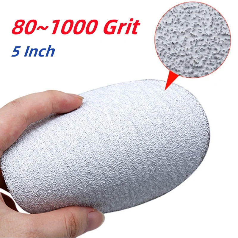 80~1000 Grit Sanding Discs Hook & Loop White Dry Grinding Abrasive Sandpaper 5 Inch For Polishing Wood Metal Car