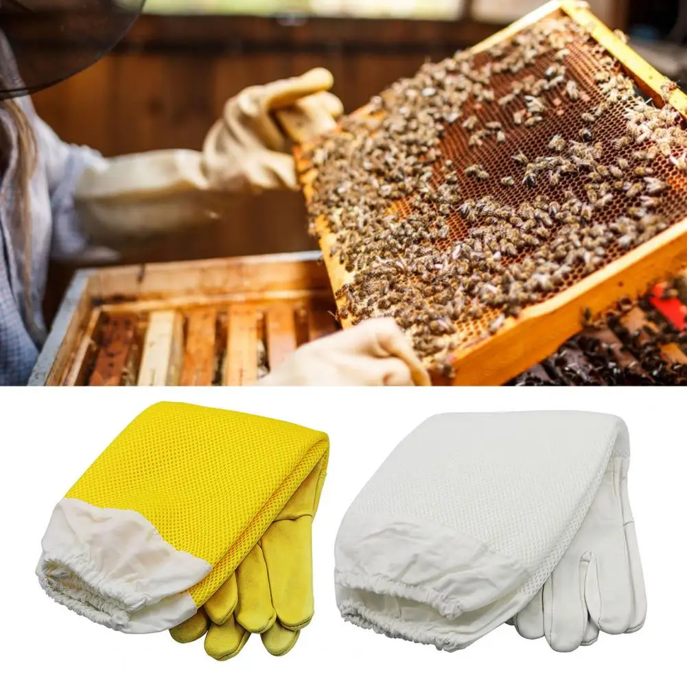 1 Pair Helpful Long Mesh Gloves Convenient Anti-bee Gloves Protective Beekeeping Tools Gloves  Protect Your Hands