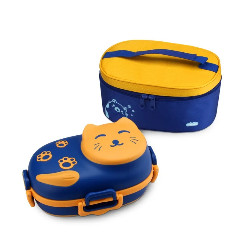 Children's stainless steel insulated lunch box and complementary food bowl set, anti fall portable tableware with insulated bag