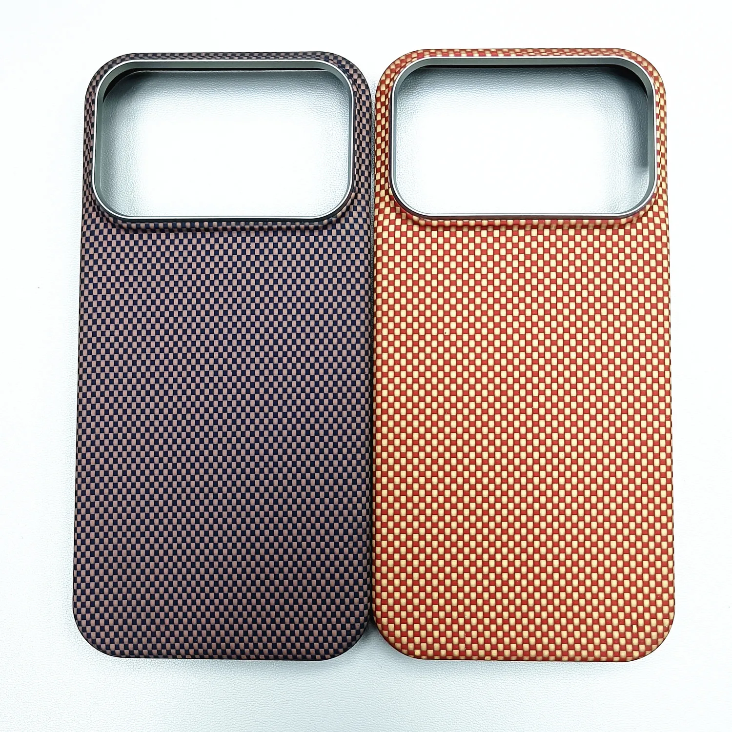 

Slim Black Magnetic Case for IPhone 17 Pro MaxF Checkered Kevlar Aramid Fiber Carbon Magsafe Thin Hard Cover Premium Luxury