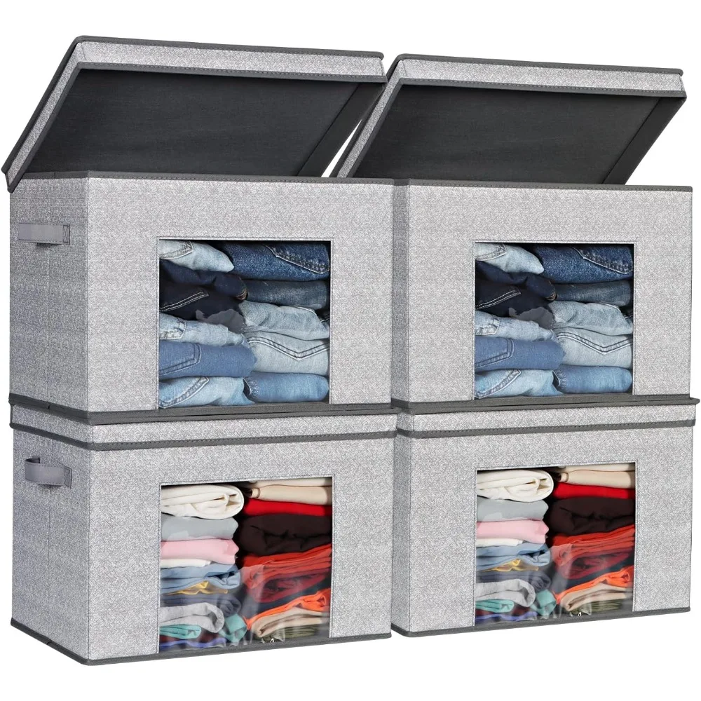 

Univivi Foldable Fabric Storage Boxes Large Storage Bins with Lids [4-Pack] Collapsible Storage Cubes Organizer Containers Organ