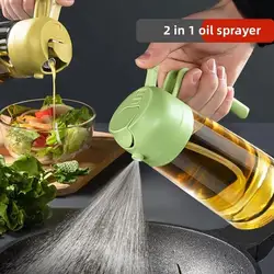 2 in 1 Oil Sprayer Glass Bottle for Cooking Anti-leakage Olive Oil Storage Bottle Kitchen Household