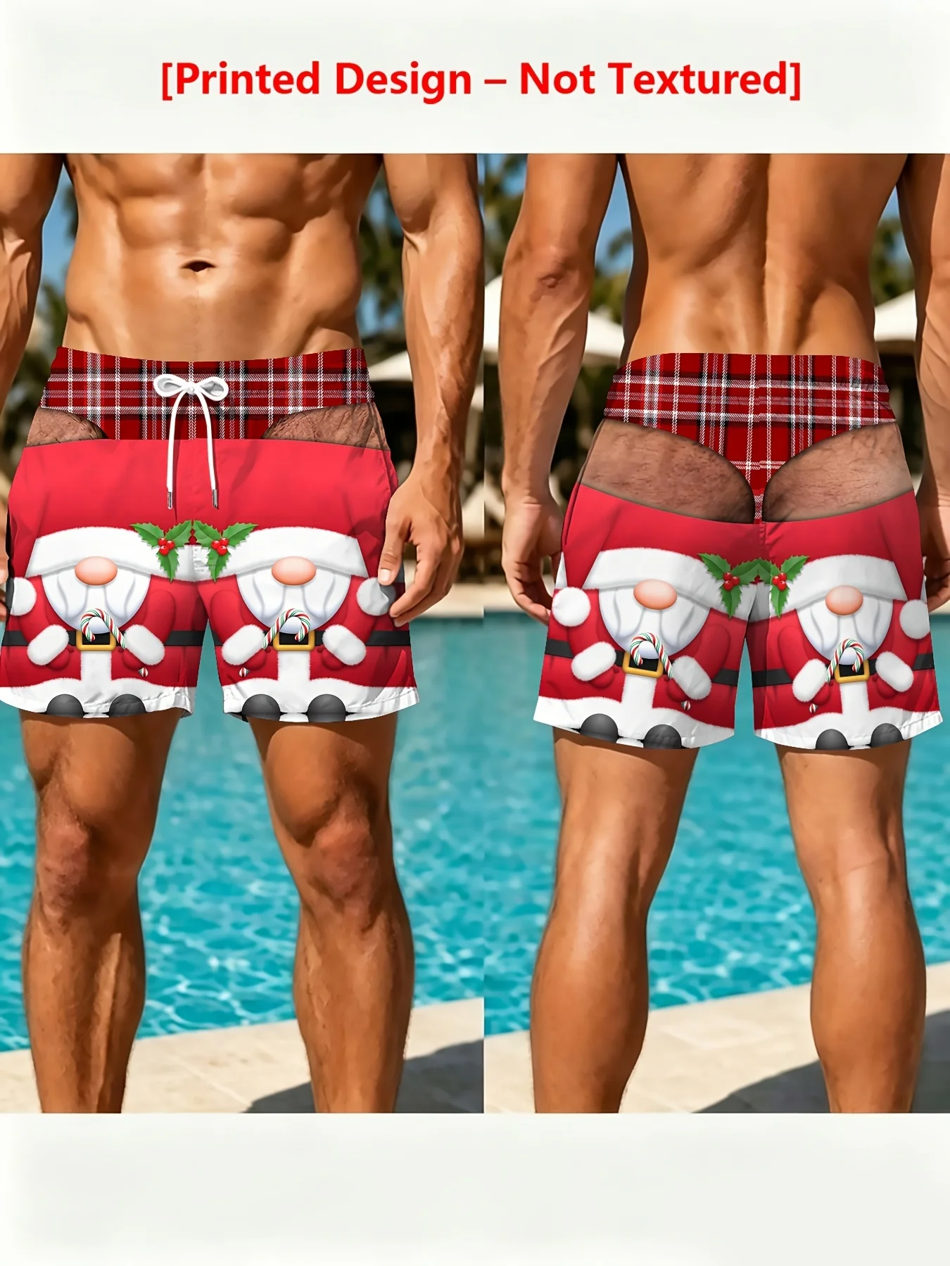 Men's Fun 3D Christmas Printed Beach Shorts Breathable Large Pants Loose Shorts Gift for Friends
