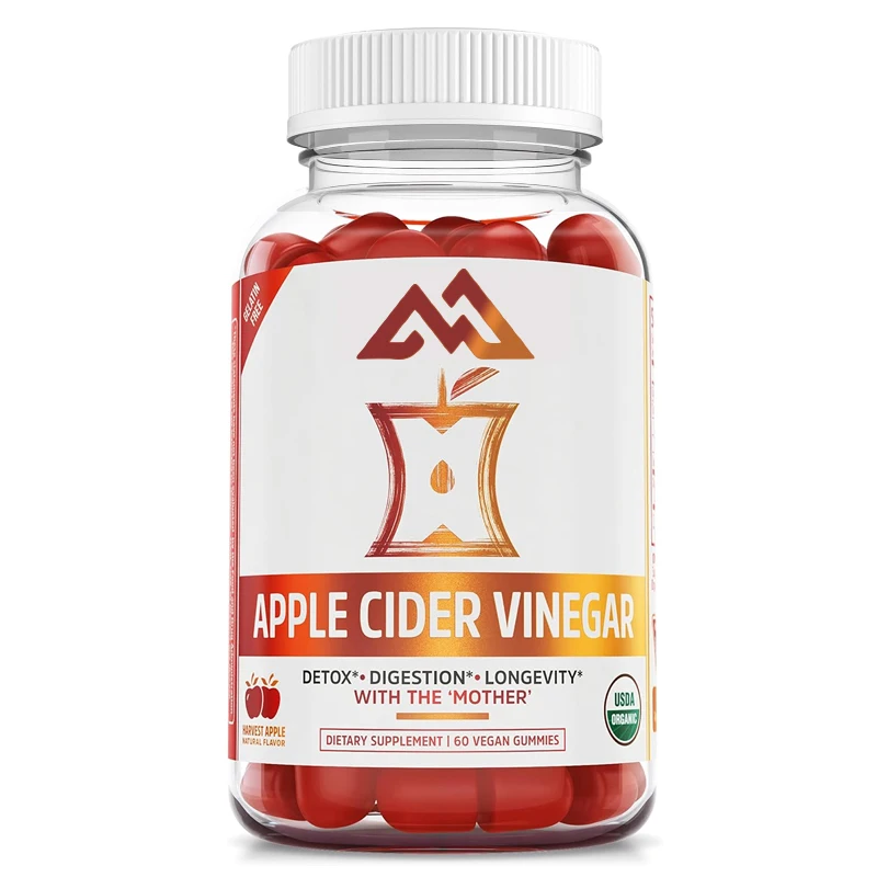 Apple cider vinegar gummies, containing ACV detoxification and cleansing, natural probiotics, digestive support, no gelatin