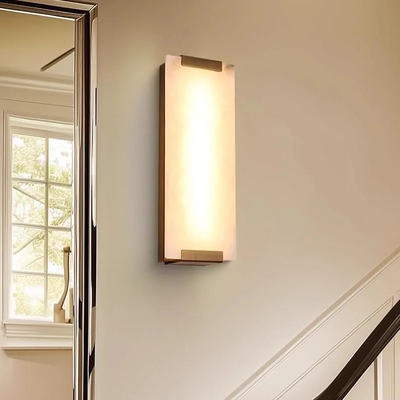 Postmodern Creative Natural Marble Wall Lamp Supports Controllable Silicon Dimming for Bedside Bedroom Living Room Decoration
