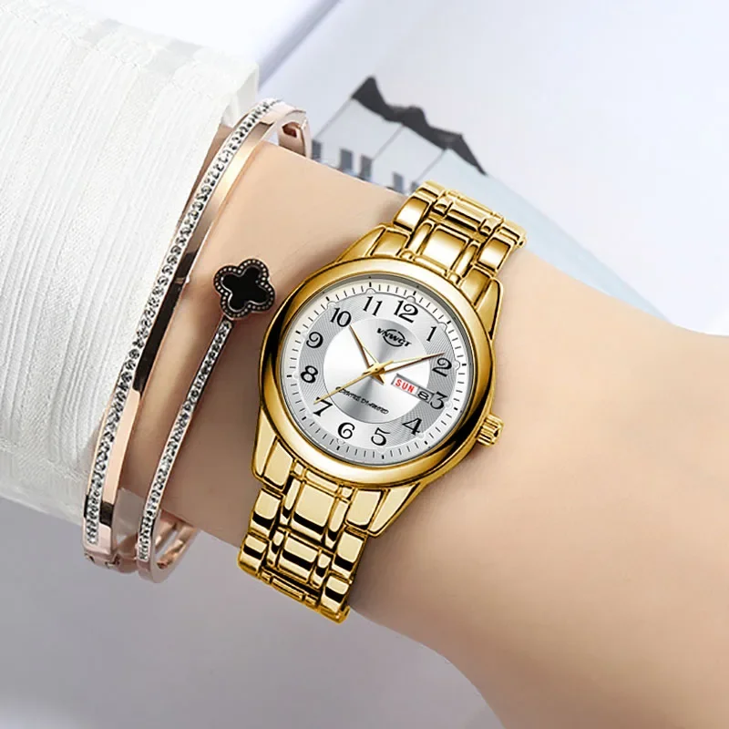 Fashion Women Watches Top Brand Luxury Golden Watch Sport Quartz Watch Waterproof Calendar Wristwatch Relogio Feminino