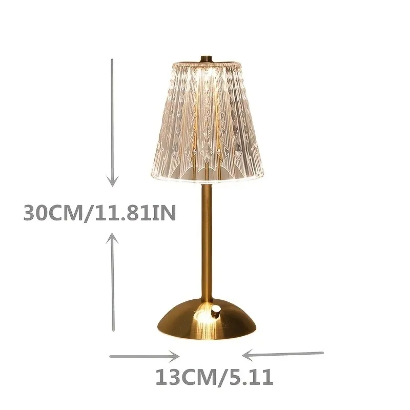 1 PC Luxury-Style Crystal Desk Lamp, Three-color Touch Charging - Suitable for Restaurants, Cafes, as a Gift for Others
