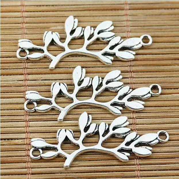 

12pcs 38*15.6mm hole 2mm tibetan silver tone 2sided leaf branch connector EF1509