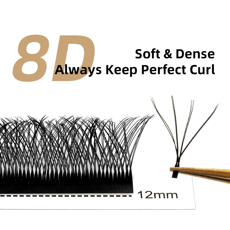 ขนตาปลอมสองด้านสำหรับต่อขนตา2D/6D/8D ขนตาปลอมสองชั้น8D แฟน cilios W ขนตาปลอมคุณภาพสูงขนตาเทียม