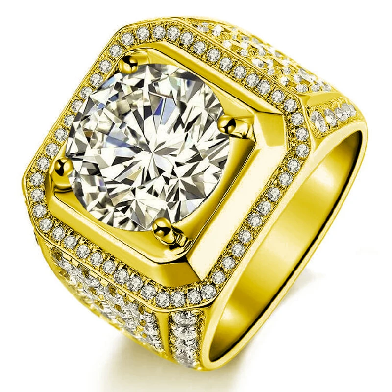 100% 18K Gold1ct-5ct Real Moissanite Diamond  Ring Pure 100% 9K Gold  for man Fine Jewelry Gift