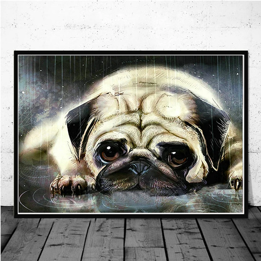 Diamond Painting Pug Dog Full Square Round Drill Diamond Embroidery Puppy Pet Cross Stitch Rhinestone Mosaic Home Decor