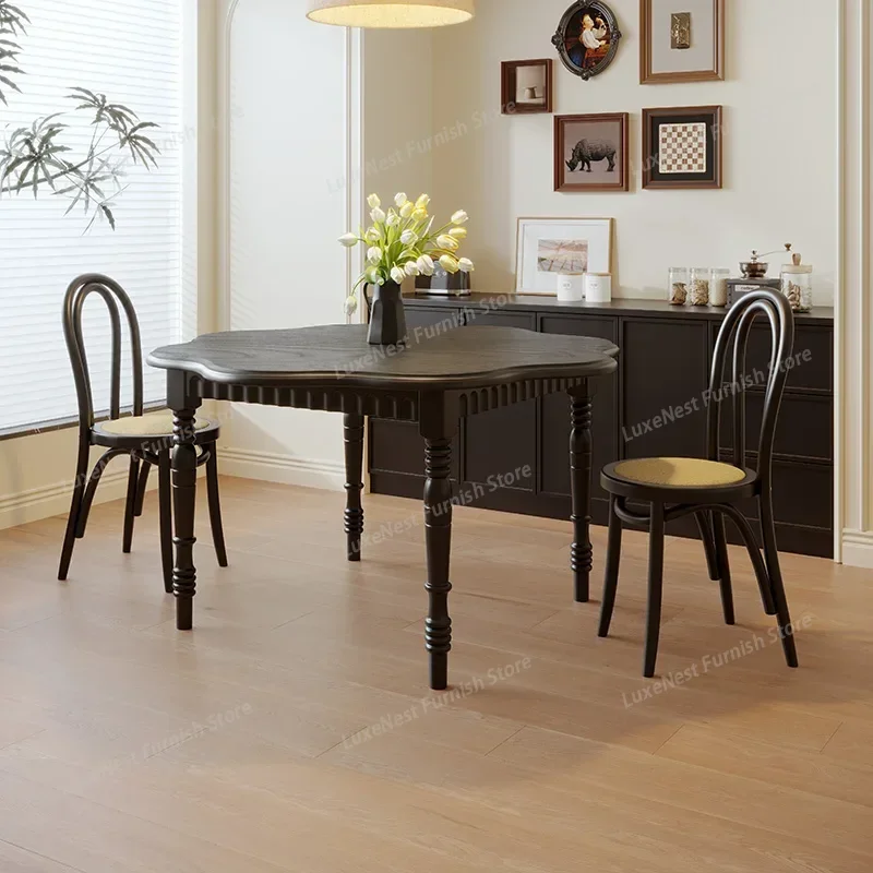 

Европейский черный обеденный стол, уникальный деревянный комплект стульев в скандинавском стиле, столы для кухни, столовой, ресторана, мебель для дома
