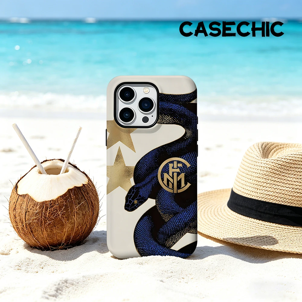 Funda CaseChic Mate con Bumper para Magsafe, Compatible con iPhone 17, 16, 15, 14 Plus, 13 Pro Max, Resistente a Impactos, Carcasa Rígida de PC, Diseño I-Inter M-Milan Snake