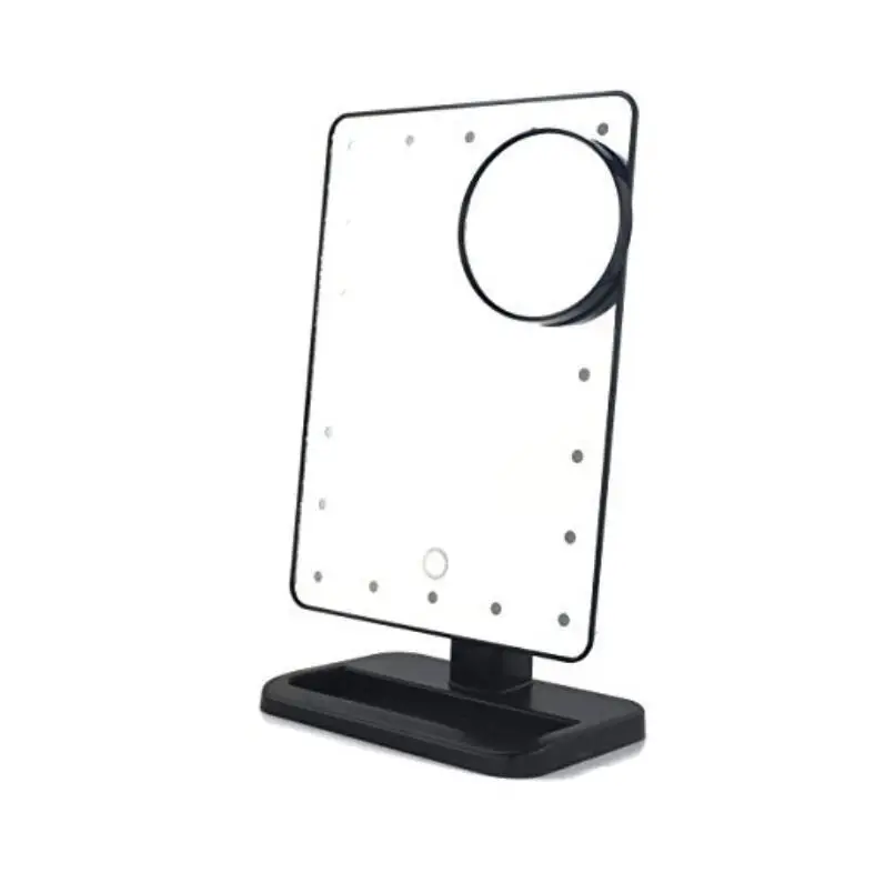 20-LED-Leuchten und 10-fach vergrößernde flache Desktop-Spiegel können berührungsempfindliche Spiegel drehen