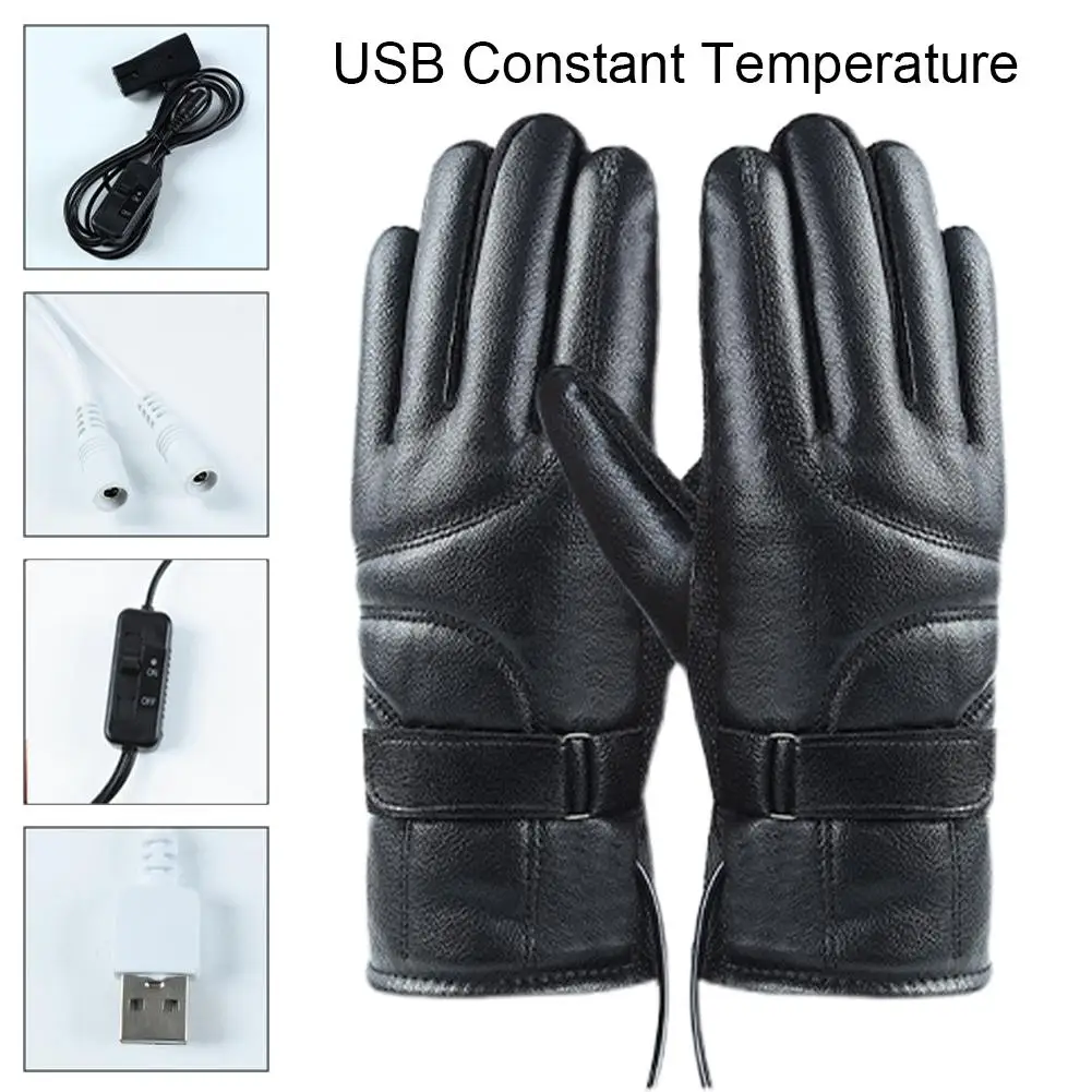 Guantes de calefacción térmica para motocicleta, calentador eléctrico de invierno, guantes de mano impermeables con batería, Usb, sin Glo, N1n8