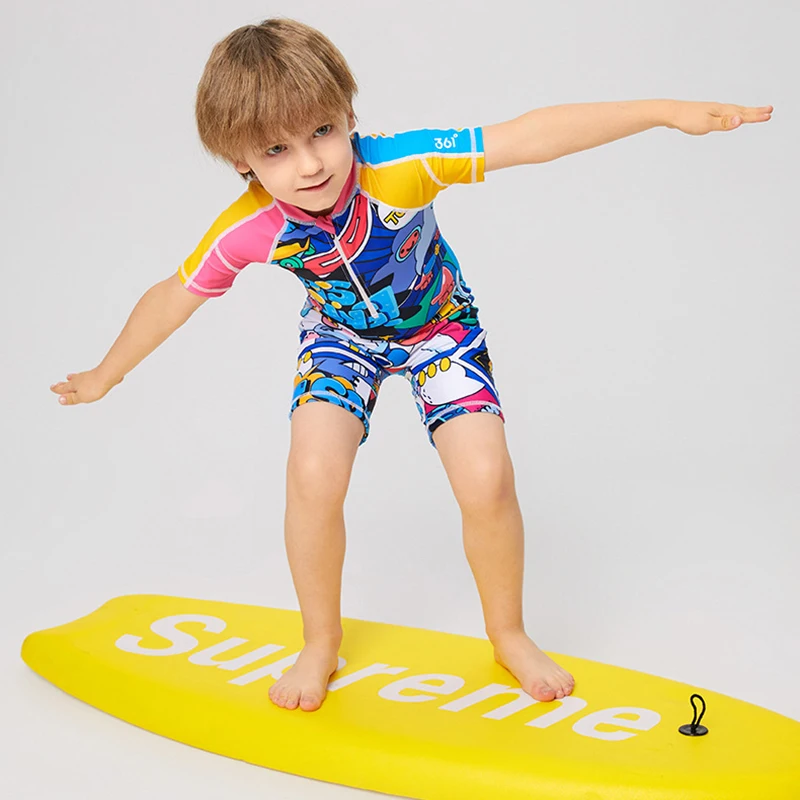 

Summer Swimsuit for Kids Children Diving Suits Boys Swimsuit Scuba Surfing Short Sleeve Zipper Jumpsuit Swimwear Beachwear
