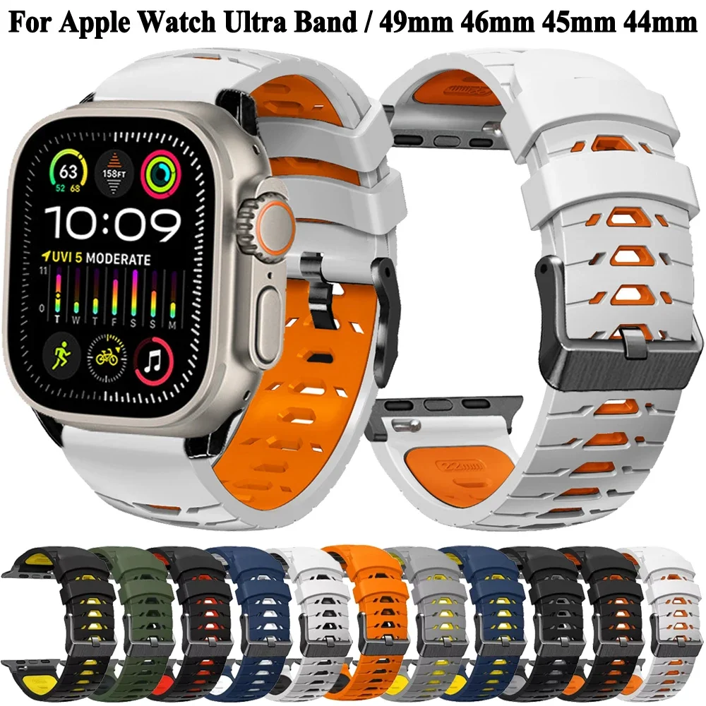 Silikon-Uhrenarmband, kompatibel mit Apple Watch Series 10 SE Ultra 2 Armband 49 mm, 46 45 44 42 40 41 mm, Armbandzubehör